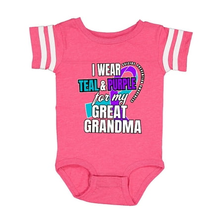 

Inktastic Suicide Prevention I Wear Teal and Purple For My Great Grandma Gift Baby Boy or Baby Girl Bodysuit