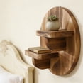 thumbnail image 6 of Wall Mounted Wooden Board with Floating Shelf | Decorative Storage Display for Bedroom, Living Room & Outdoor Decor | Brown Wood Frame, 6 of 6