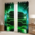 thumbnail image 2 of Castle Fairy Neon Sports Car Blackout Curtains Set of 2 (52x84 Each) for Teens, Green City Glow Window Curtains for Bedroom, Green Black, 2 of 6