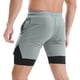 thumbnail image 3 of Bermudas Pantalones cortos para correr 2 en 1 para hombre con lazo de toalla Pantalones cortos de ejercicio de secado rápido con bolsillos para entrenamiento de gimnasio, 3 of 7