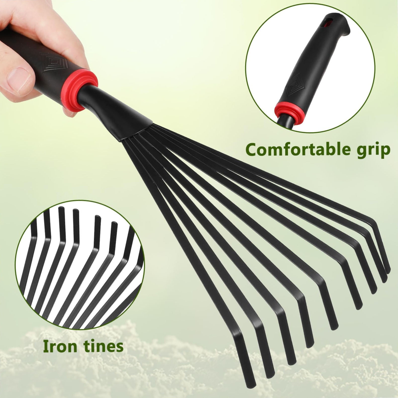 3PCS Small Hand Rake for Gardening - Compact Soil Cultivator with Short Handle, Ideal for Loosening Soil, Spreading Mulch & Maintaining Flower Beds, Yard & Lawn Care Essential