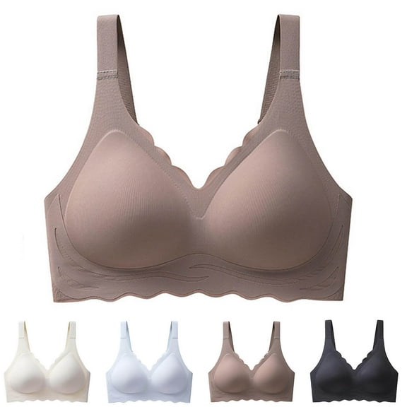 Bras for Women Plus Size Front Closure Full Coverage No Underwire Bras for Seniors Comfort Wireless Front Close Push up Bras with Back Support Lace Sleeping Everyday Bras