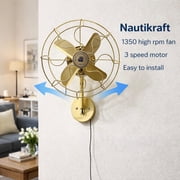Vintage Brass Wall Fan | Retro Home Decor, 3-Speed Motor