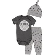 Bon Bebe Boys 0-9 Months Bodysuit Pant Set with Matching Hat Grey 3-6 Months