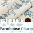 thumbnail image 2 of Floral Kitchen Curtains 24 Inch Linen Tier Curtains Farmhouse Cafe Half Window Drapes Over Sink Light Filtering for Living Room Laundry RV Rod Pocket 2 Panels Blue on Beige, 2 of 3