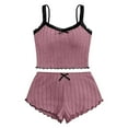 thumbnail image 4 of Bibifish Womens Pajama Sets Valentine'S Day Knit Breathable Sleeveless Strap Sleepwear Sets Cute Bow Design Slim Fit Cami With Shorts 2 Piece Pj Sets, 4 of 4