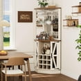 thumbnail image 6 of Farmhouse Corner Bar Cabinet, Modern Freestanding Wood Cabinet with Storage and Wine Holder, Tall Display Bar Cabinet with LED Lights and Mirror, White, 6 of 7