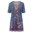 thumbnail image 4 of Taqqpue Women's Summer Casual Floral Printed T-Shirt Dress Round Neck Short Sleeve Short Sundress Plus Size Loose Mini Boho Beach Dress, 4 of 5