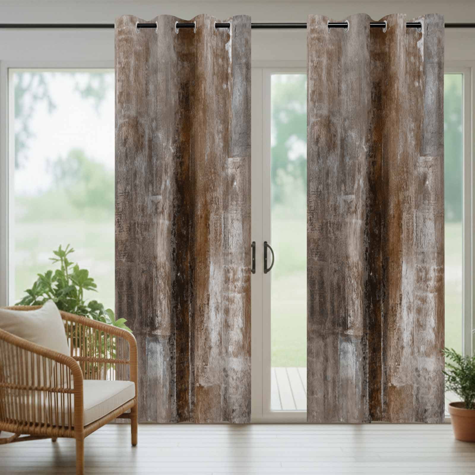 Brown Outdoor Curtains for Patio Waterproof,Windproof Privacy Curtains with Weighted Bottom,Retro Oil Painting Modern Abstract Art Aesthetics Outside Drapes for Picnic Garage Yard 54"x84" 2 Panel