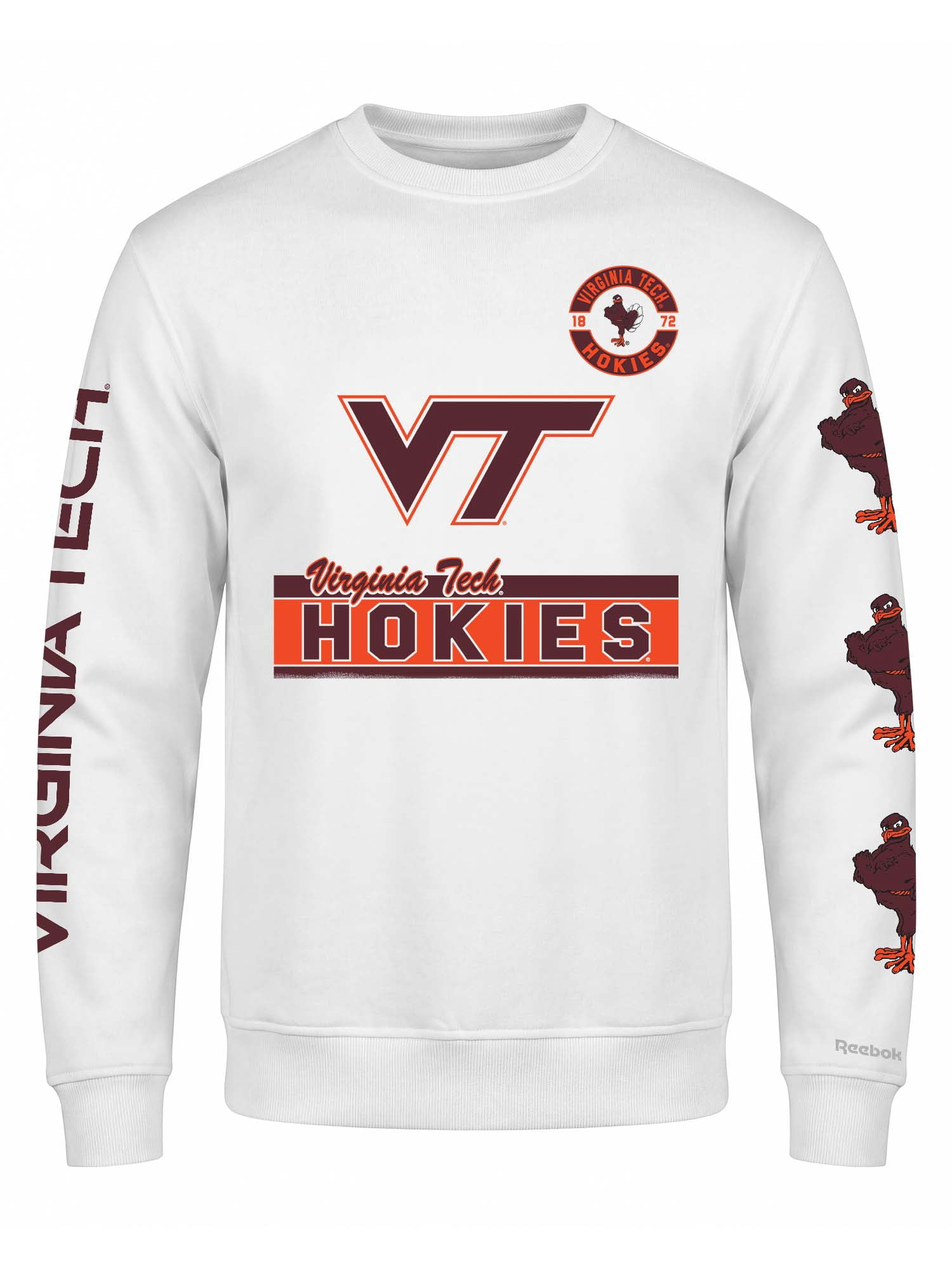 Virginia Tech Hokies Reebok Mens White Crew Sweatshirt