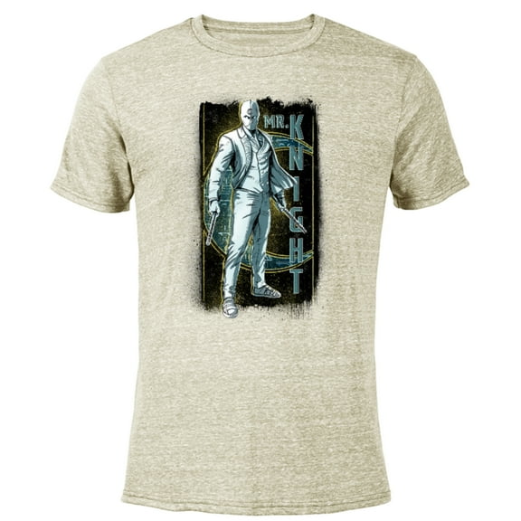 Marvel Moon Knight Mr. Knight Batons and Crescent Moon - Short Sleeve Blended T-Shirt for Adults - Customized-Yellow