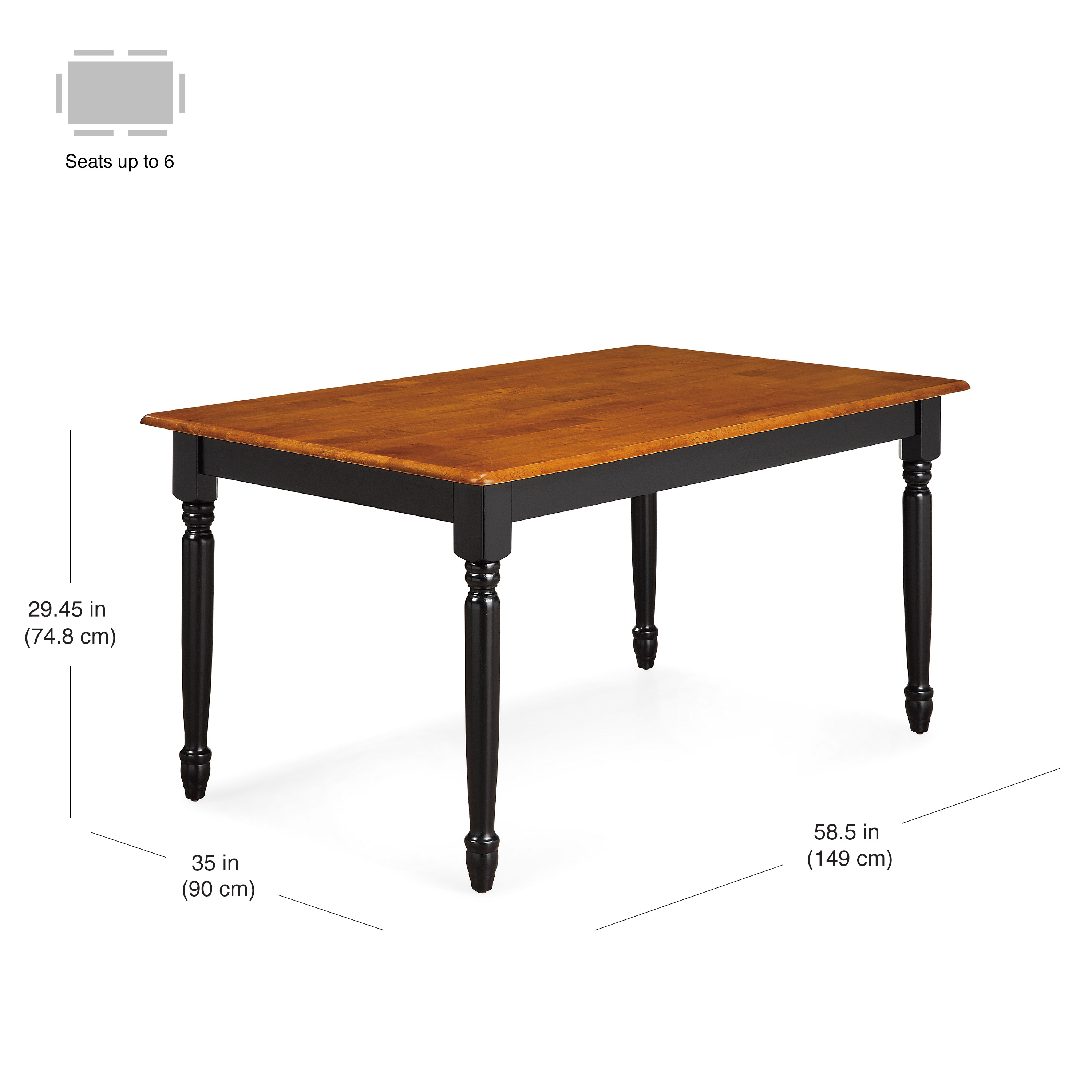 Better Homes and Gardens Autumn Lane Farmhouse Dining Table, Black and Oak - image 2 of 8