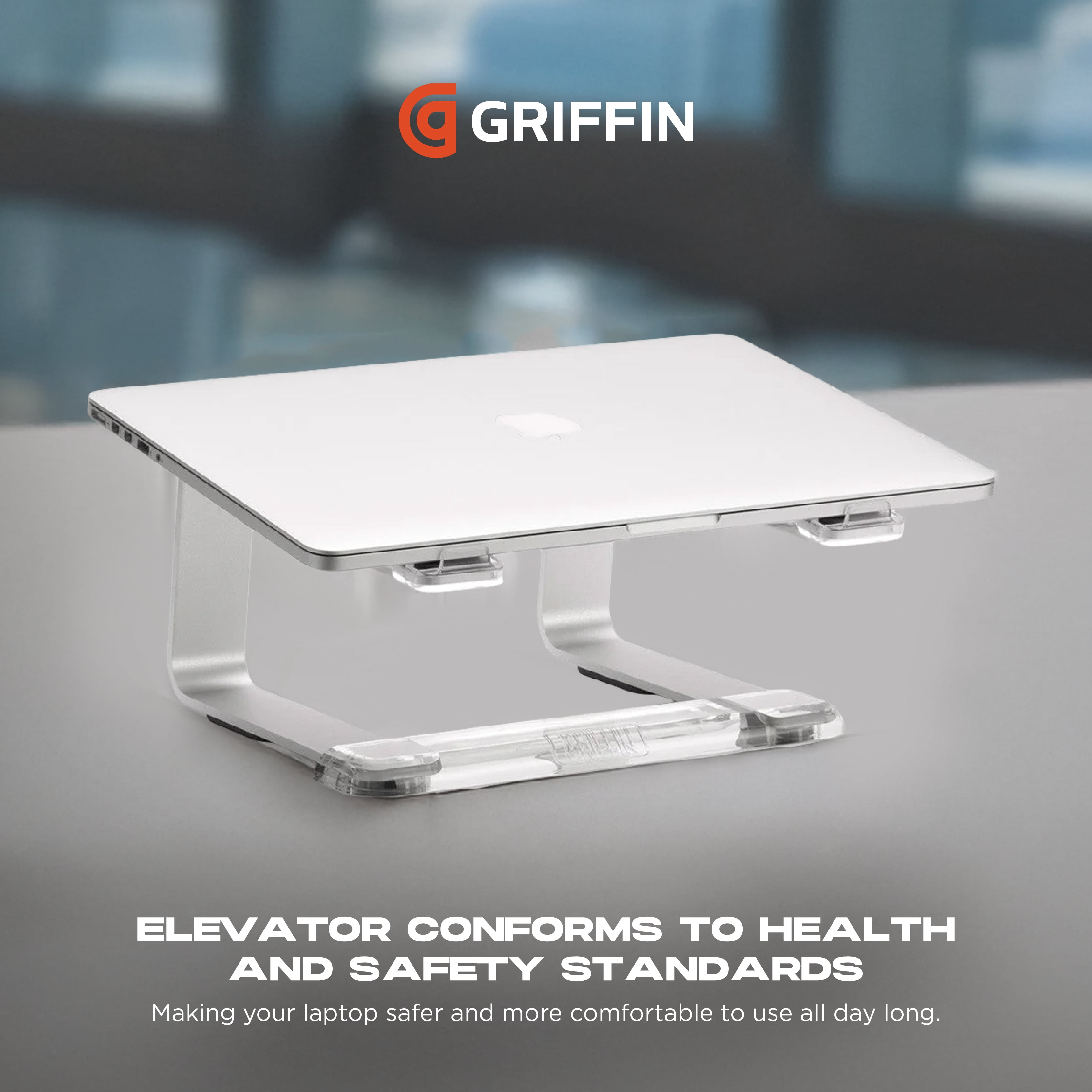 Griffin Elevator Laptop Stand, Ergonomic Computer Riser & Laptop Mount Made of Sturdy Brushed Aluminum