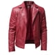 thumbnail image 2 of Chaqueta de cuero para hombre, moda, cuello levantado, Punk, motocicleta, cuero lavado, manga larga, sin capucha, prendas de vestir y chaquetas informales Pompotops oipoqjl37831, 2 of 7