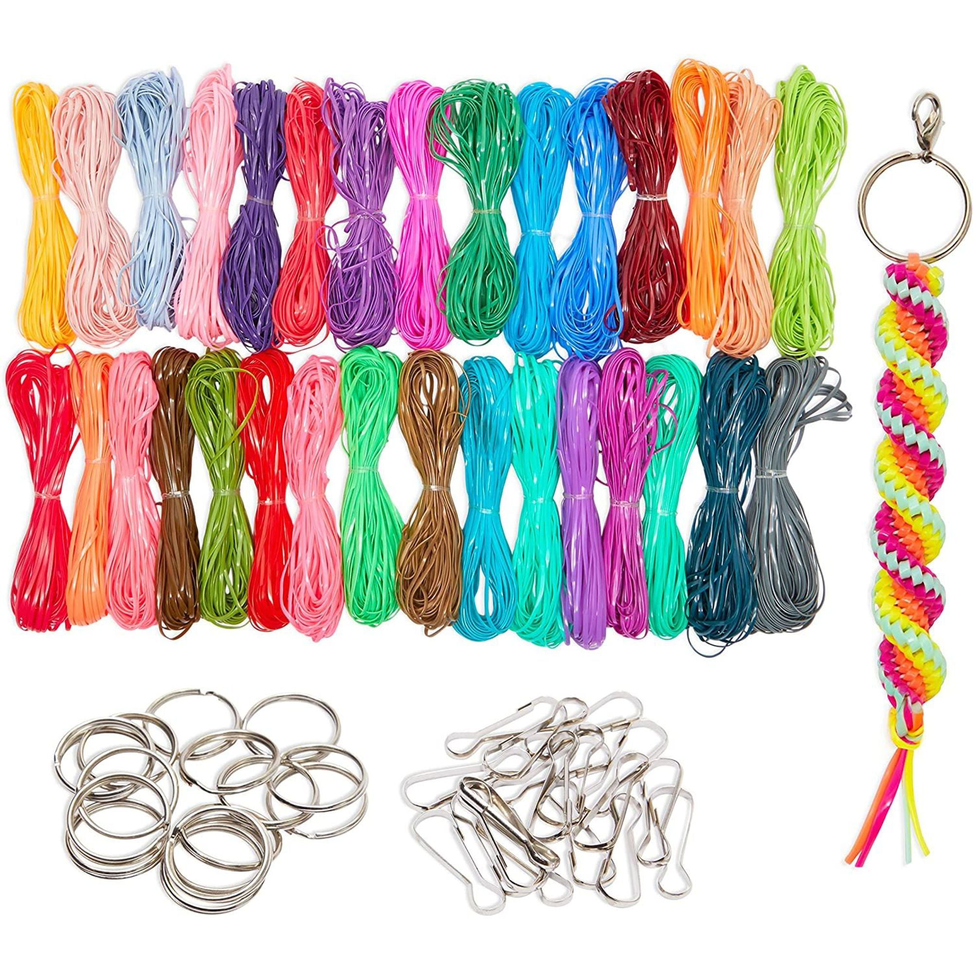 Plastic Lacing Cord Kit, 15 Lanyard Hooks, 15 Keyrings, 31
