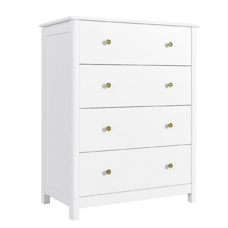 Homfa Vertical Dresser with 4 Drawer Wide Chest of Drawers Nightstand for Kids Room Closet Entryway White