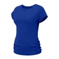thumbnail image 6 of Tittly T Shirts for Women Spring Tops for Women Womens Summer Tops Trendy 2025 Ruched Cap Short Sleeve Tshirts Shirts Crew Neck T Shirts Fashion Tshirts Shirts Basic Tees Blue XL, 6 of 8