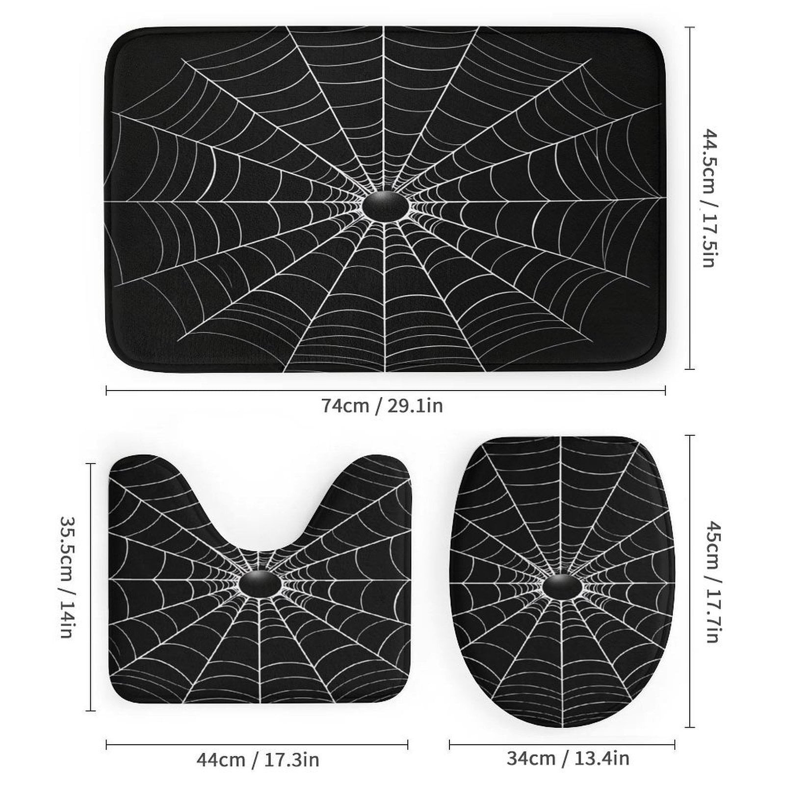 Red Spider Web Black Cartoon Shower Curtain And Rugs Mat Set For Bathroom Bath Curtains Decoration Accessories Bathtub Screen 4 Pcs
