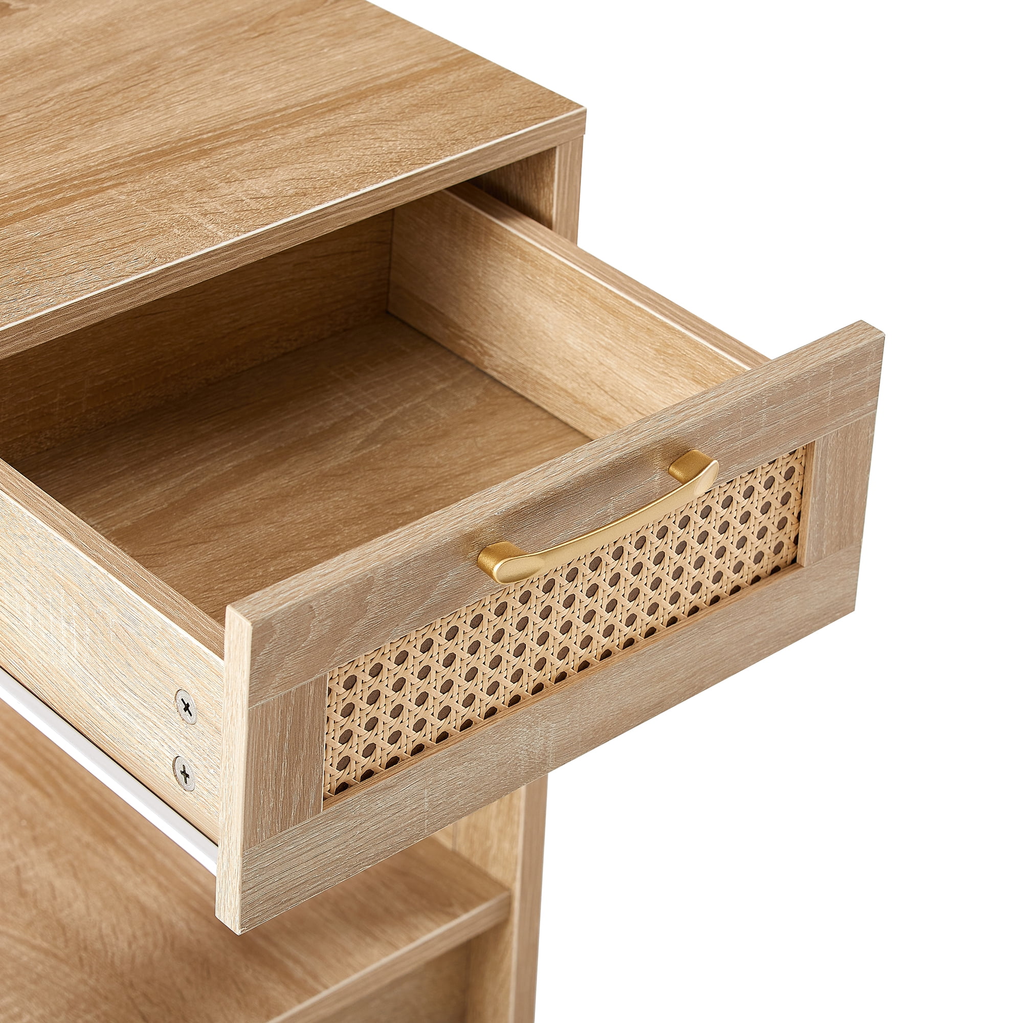 Kadyn Rattan Side Table, 15.75" Bedside End Table with Drawer, Modern Farmhouse Nightstand for Living Roon, Natural Kadyn Rattan Side Table, 15.75" Bedside End Table with Drawer, Modern Farmhouse Nightstand for Living Roon, Natural