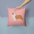thumbnail image 2 of Australian Shepherd Dog Checkerboard Pink Fabric Decorative Pillow, 2 of 4
