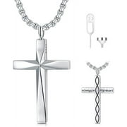 SISGEM Sterling Silver Cross Urn Necklaces for Ashes Cremation Crucifix Keepsake Memorial Pendant Cremation Jewelry for Men Women with 24 Inch Chain