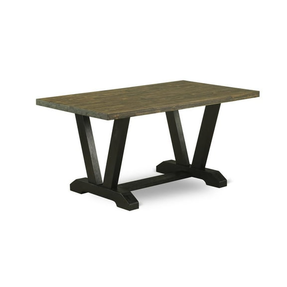 East West Furniture V-Style 36x60" Wood Dining Table in Black/Brown