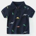 thumbnail image 2 of Tisuna Toddler Boys Shirt Dinosaur Print Short Sleeve Lapel Neck Tops Cute Lovely Summer Kids Outwear Navy Size 3-4 Years, 2 of 4