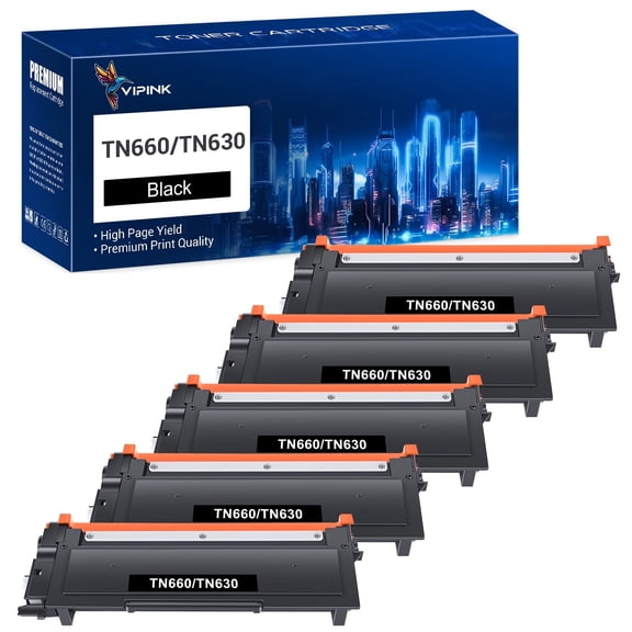 5-Pack TN660 TN630 Toner Cartridge Replacement Compatible for Brother TN660 TN-660 HL-L2300D HL-L2380DW HL-L2340DW DCP-L2540DW MFC-L2700DW Printer High Yield Ink Black