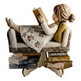 thumbnail image 4 of Wood Carved Style Resin Reading Figurine with Display Stand "Just A Who Loves Books", Book Lover Statue Desktop Tabletop Ornament for Bookshelf Library Office Home Decor Gift, 4 of 5