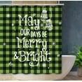 thumbnail image 6 of Christmas Greenery Light Green Buffalo Plaid Shower Curtain, Winter May Your Days Be Merry and Bright Bathroom Shower Curtain Sets Decoration 71 x 71 Inch with Hooks, 6 of 6