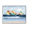 thumbnail image 4 of Stupell Industries Shoreline Sailboat Race Striped Sails Coastal Painting, 20 x 16, Design by Sally Swatland, 4 of 5