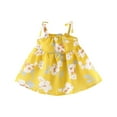 thumbnail image 4 of Odeerbi Toddler Girl Summer Beach Dress with Sun Hat Kids Baby Cute Flowers Print Suspender Dress Skirt Hat Suit Yellow, 4 of 6