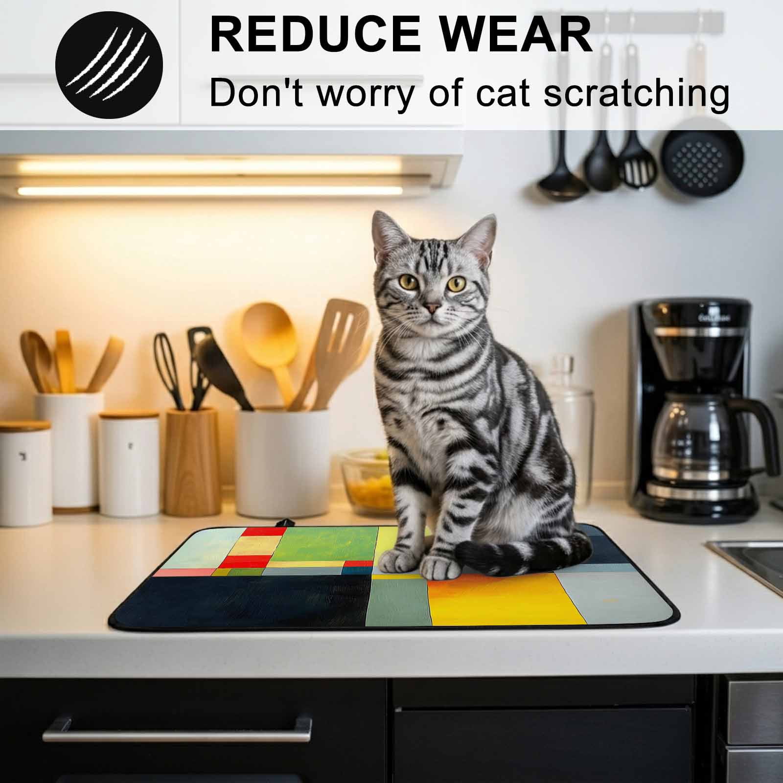Colorful Geometric Stove Top Cover for Electric Stove, Heat-proof & Non Slip Glass Top Stove Cover Protector, Color Block Abstract Contemporary Kitchen Flat Cooktop Rubber Mat 24x21 Inches