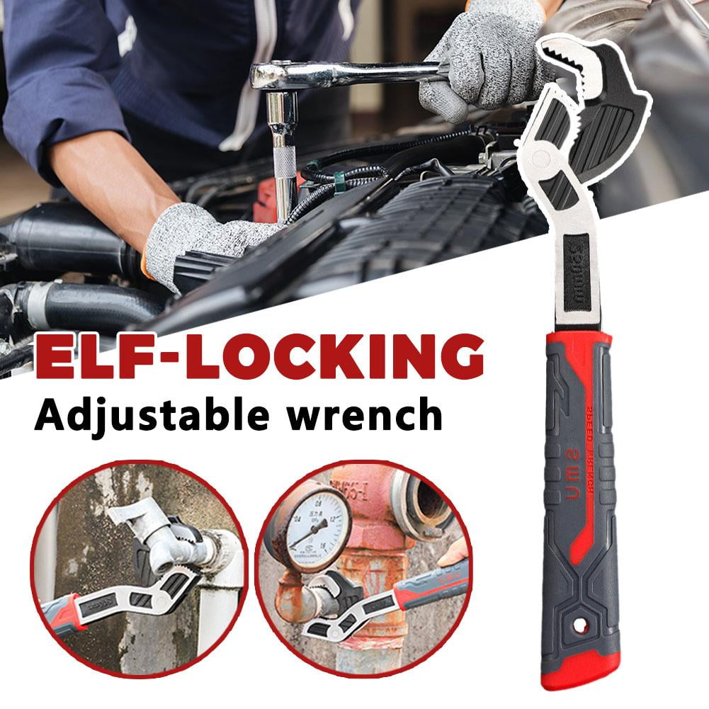 Self-Locking Adjustable Wrench, Vanadium Steel Anti-Slip Grip, 6-12 Inch, for Plumbing Mechanical & Automotive Work
