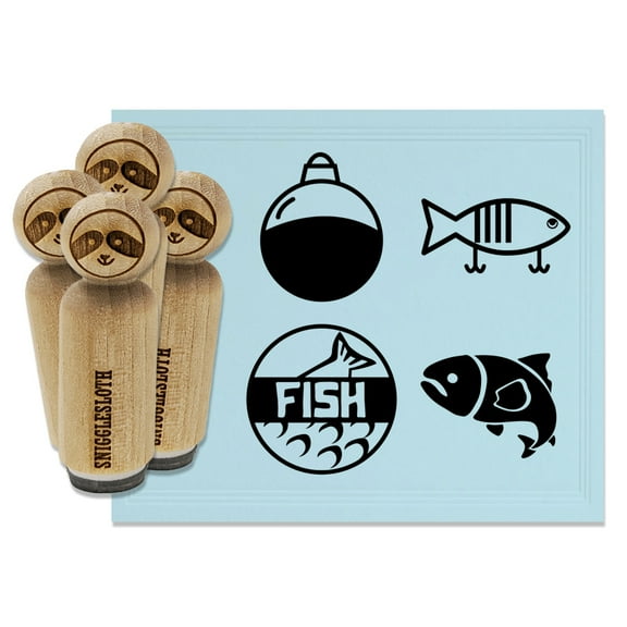 Fish Fishing Float Bobber Lure Rubber Stamp Set for Scrapbooking Crafting Stamping - Mini 1/2 Inch