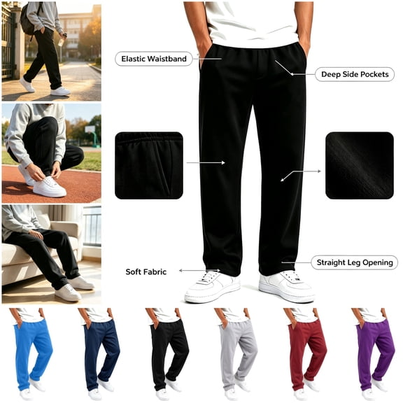 lcziwo Boys Baggy Sweatpants Elastic Waist Side Pockets Straight Wide Leg Sweat Pants Lightweight Fall Clothes