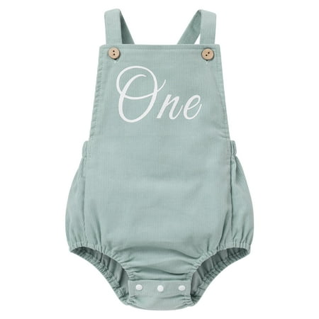 

FYMNSI Newborn Baby Boy Girl Clothes Sleeveless Romper Bodysuit Crossback Strap Jumpsuit Overall Shorts One Piece Outfit 12-18 Months Green