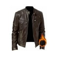 thumbnail image 1 of CVLIFE Veste Homme en Cuir PU Manteau Col Montant Coupe Régulière Manches Longues Sport Velours Marron 3TG, 1 of 2