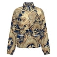thumbnail image 5 of Jackets for Women Winter Coat Jackets Flannel Stand Collar Jacket(Golden Dragon on Blue Background,Size:S-4XL), 5 of 7