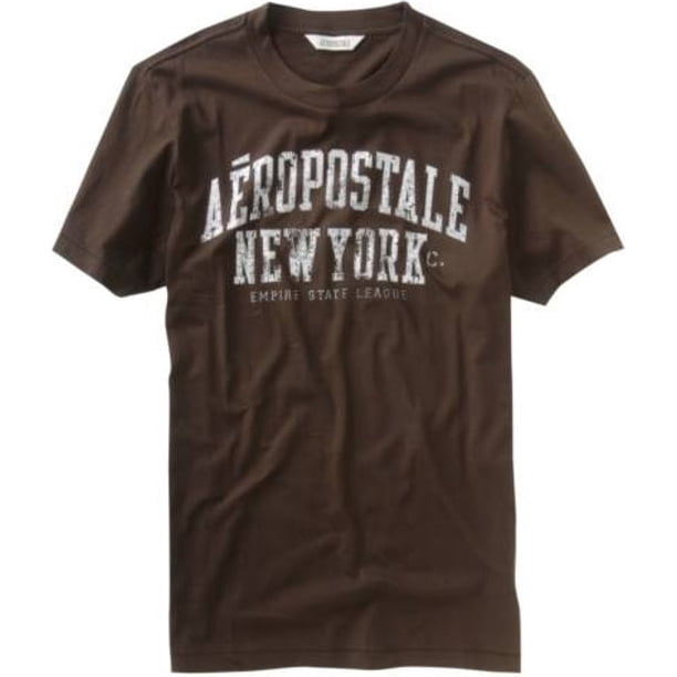 Aeropostale Empiretate League - Camiseta gráfica para hombre, color marrón, pequeña