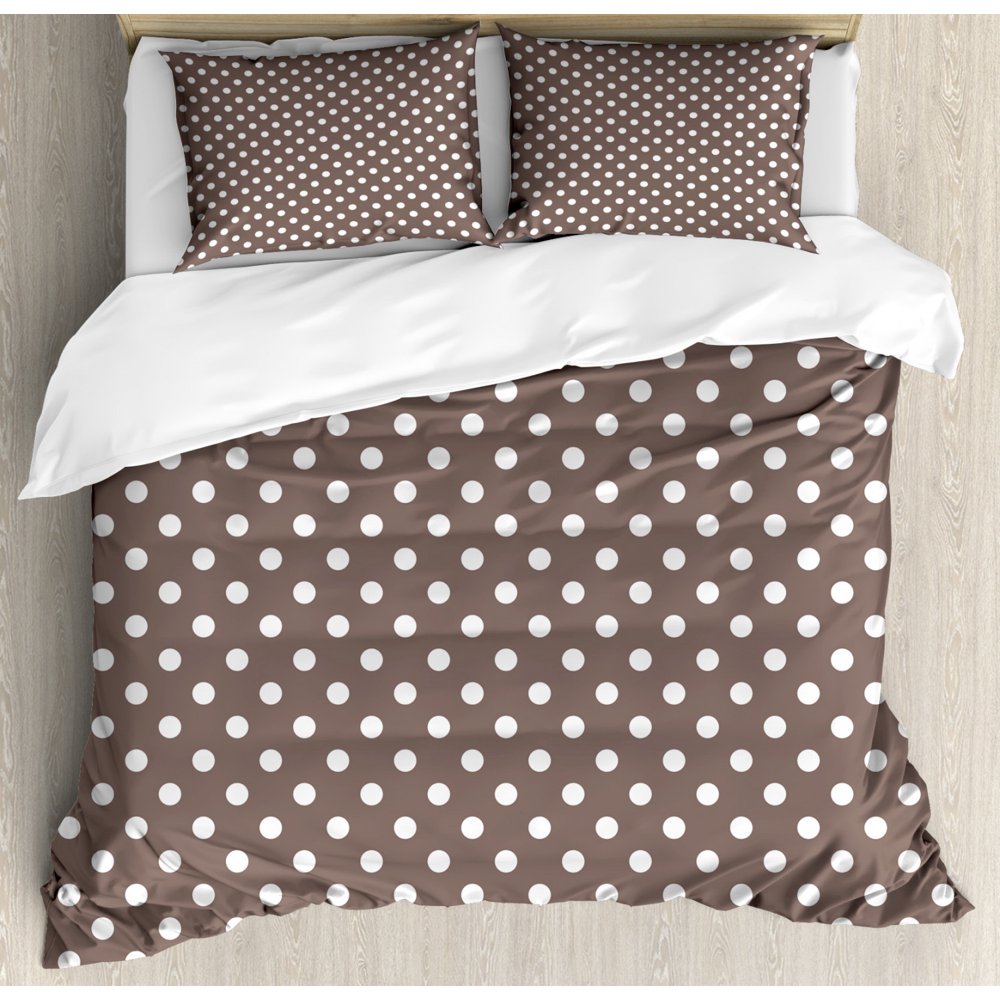 Polka Dots King Size Duvet Cover Set, Traditional European Motifs