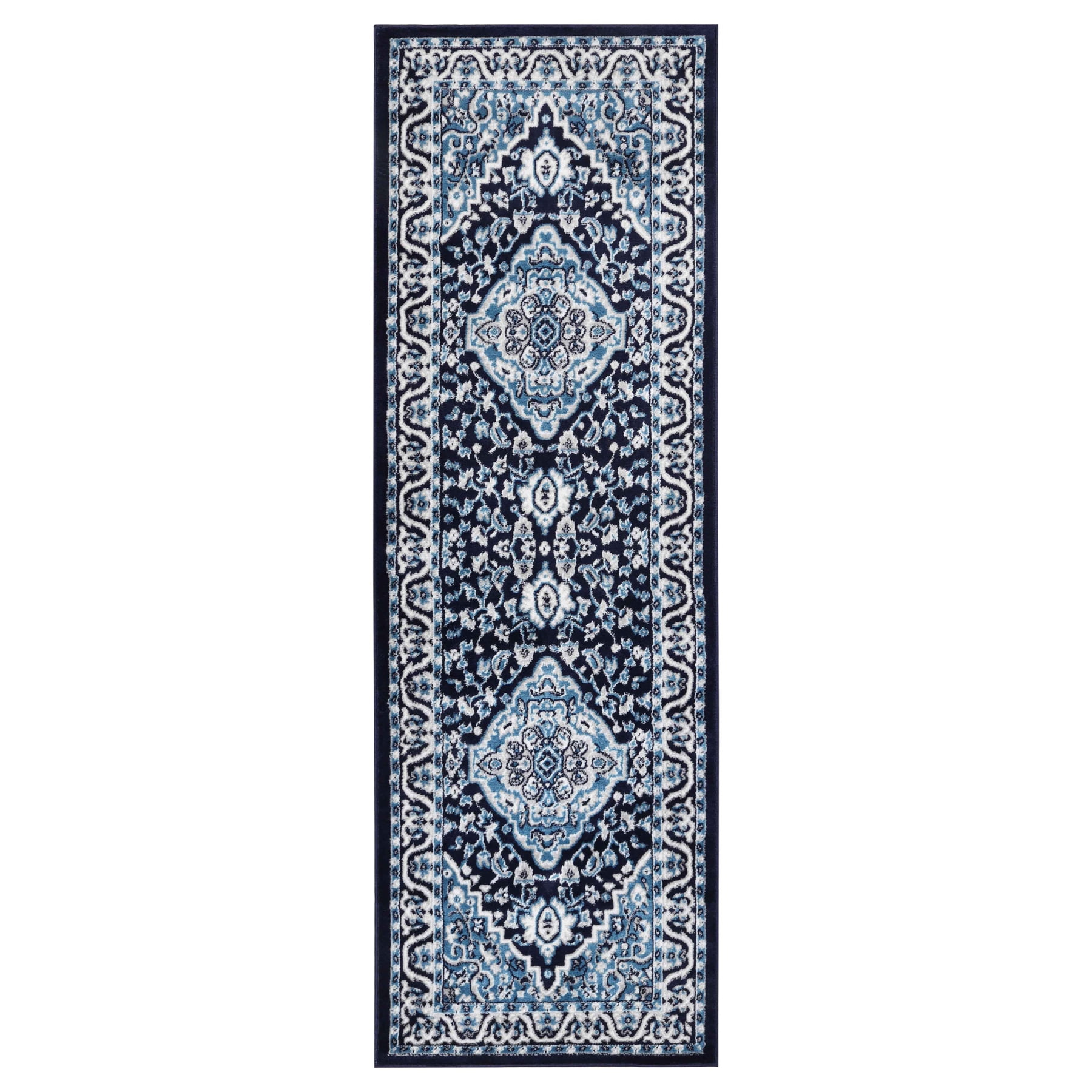 Superior Glendale Oriental Medallion Indoor Runner Rug, 2'7"x12', Blue