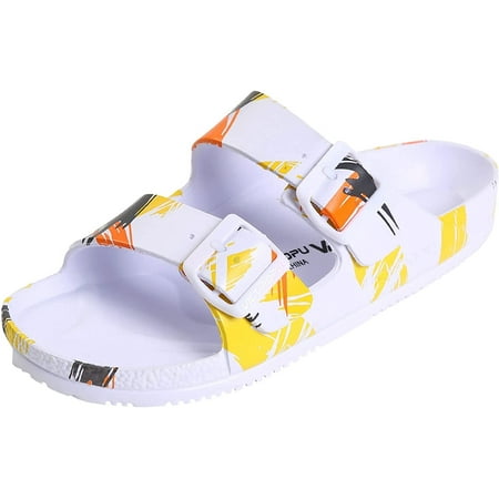 

Womens Sandals Adjustable Double Buckle Strap Waterproof EVA Flat Slides