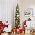 thumbnail image 4 of Costway 7 FT Pre-Lit Pencil Artificial Christmas Tree with 150 LED Warm White Lights,8 Modes, 4 of 10