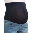 thumbnail image 4 of Maternity Oh! Mamma Overbelly Denim Shorts with Frayed Hem (Available in Plus Sizes), 4 of 5