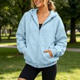 thumbnail image 4 of Stamzod Fall Fashion Clothing Zip Up Hoodie Women Drop Shoulder Long Sleeve Hooded Sweatshirt Casual Loose Hoodies Jackets Light Blue-4 L, 4 of 9