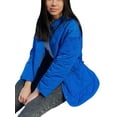 thumbnail image 4 of SAYOO Female Coat, Solid Color Round Neck Long Sleeve Jacket with Big Pockets for Fall Winter, Blue,, 4 of 9