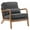 Dark Gray, variant on Hassch Accent Lounge Chair with Oak Wood Armrest, Modern Upholstered Single Chair with Back Cushion for Living Room, Light Gray