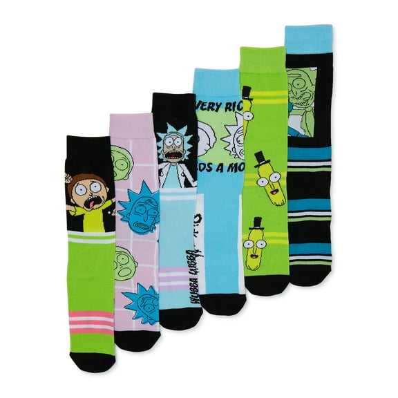 Rick & Morty Men's Crew Socks, 6-Pack