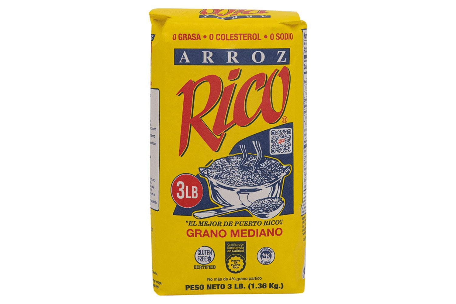 (5 pack) Rico Medium Grain White Rice, 3 Pounds, Gluten Free, No Allergens